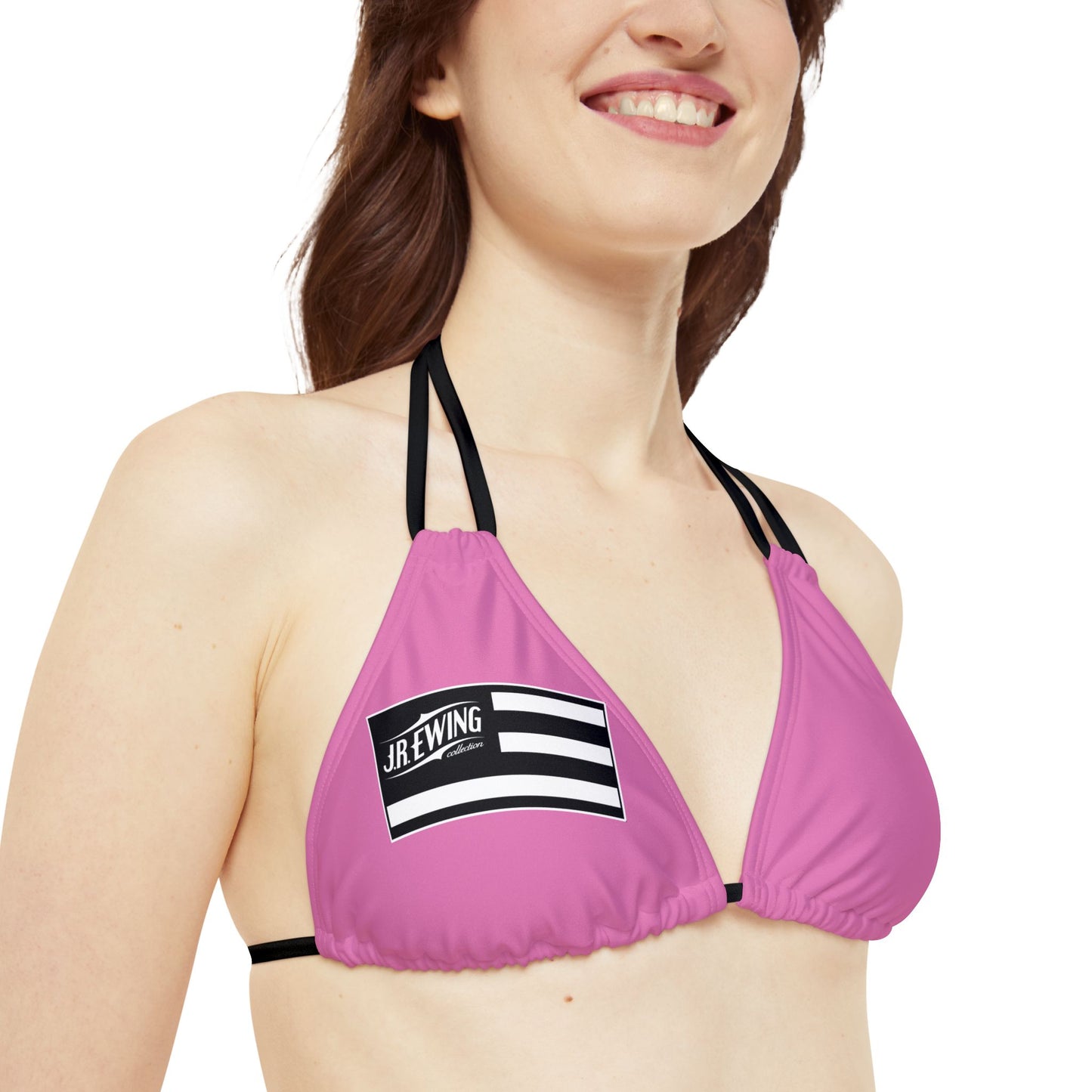 J R Ewing Pink Strappy Bikini Set (AOP)
