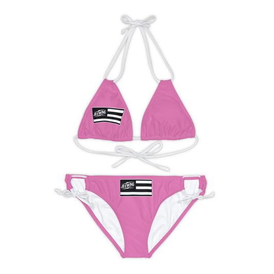 J R Ewing Pink Strappy Bikini Set (AOP)