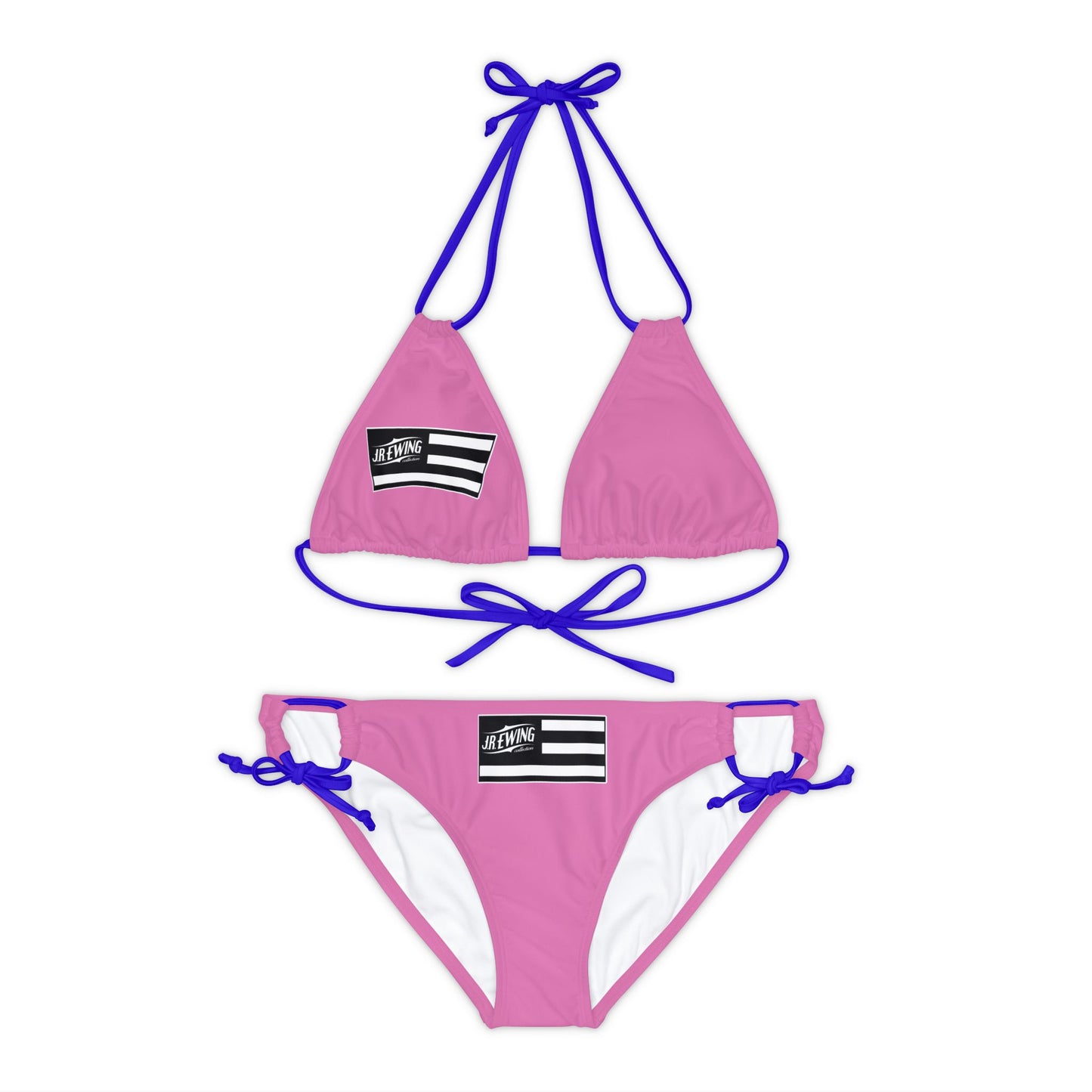 J R Ewing Pink Strappy Bikini Set (AOP)