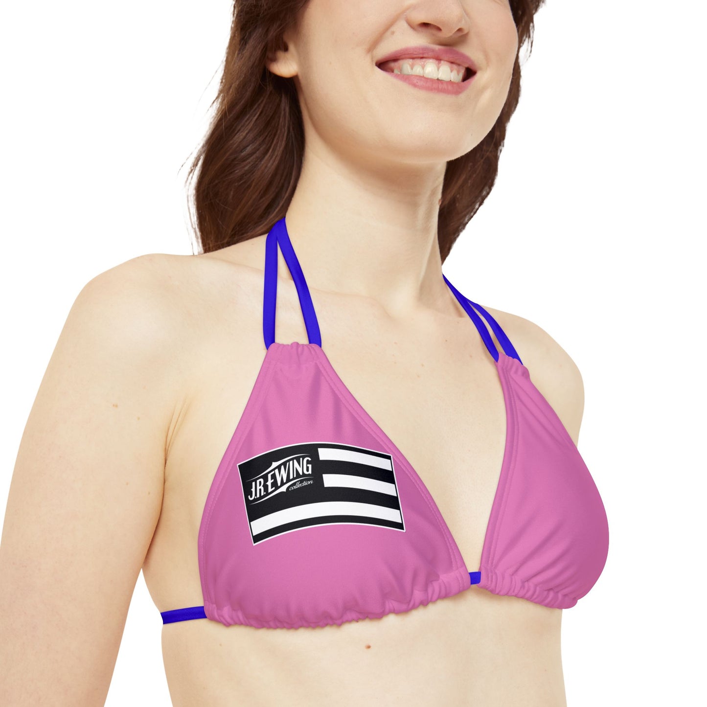 J R Ewing Pink Strappy Bikini Set (AOP)