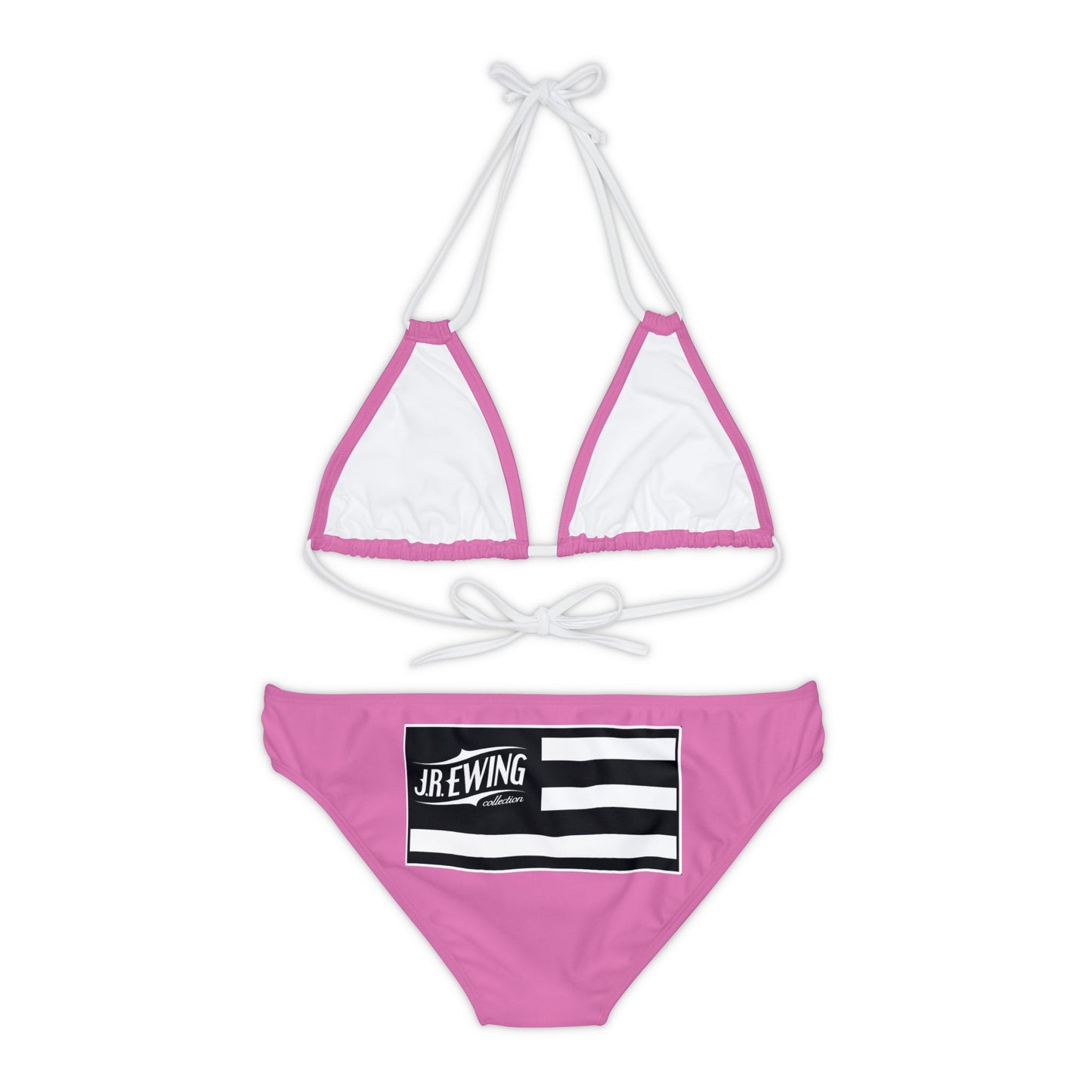 J R Ewing Pink Strappy Bikini Set (AOP)