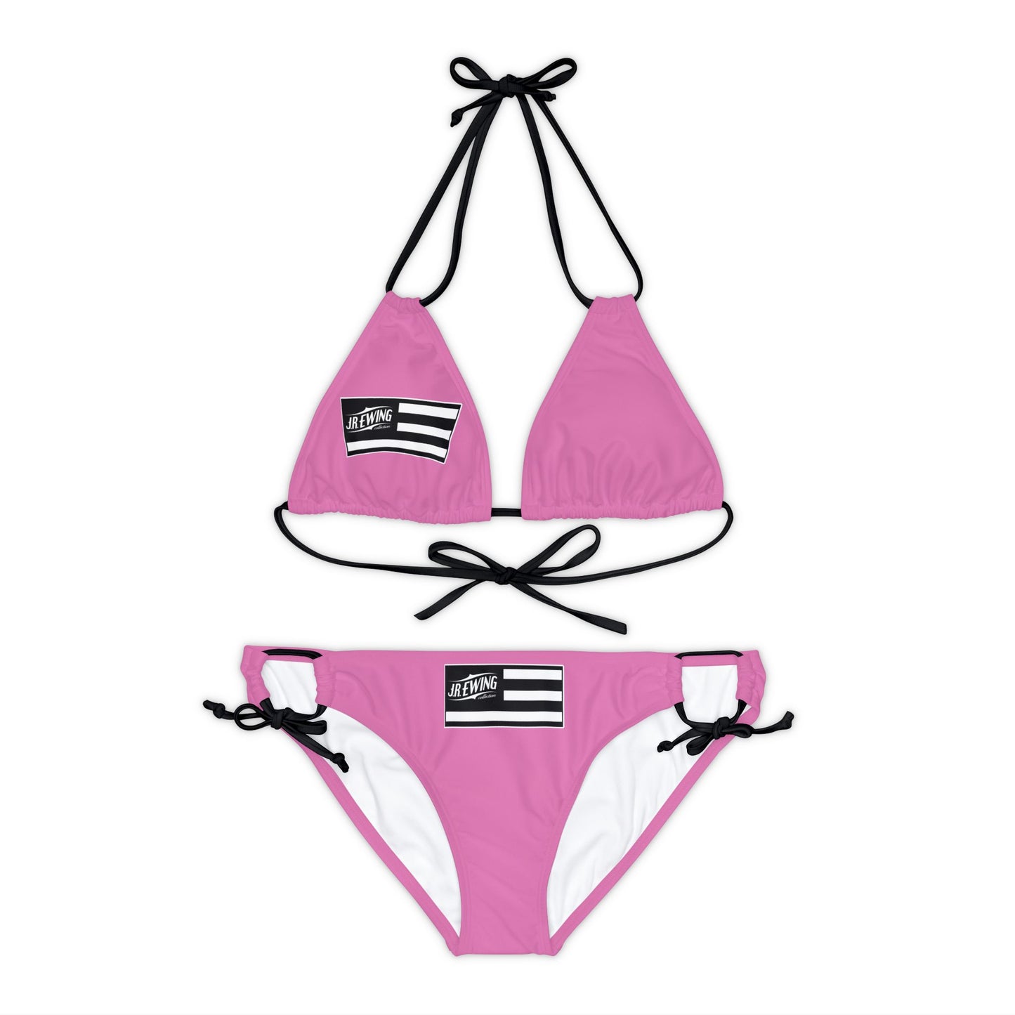 J R Ewing Pink Strappy Bikini Set (AOP)